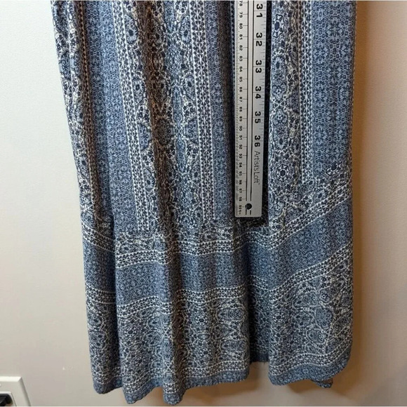 Knox Rose Blue & White Wrap Tie Waist Style Flowy Dress Flutter Sleeve Women S - Picture 10 of 11